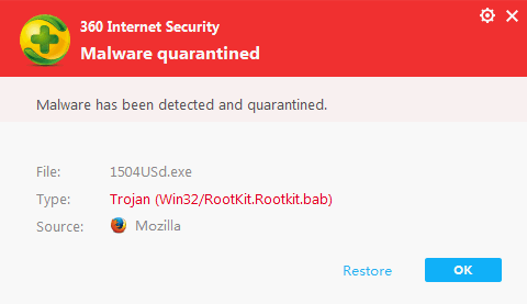 360 Internet Security - Uhvacen virus