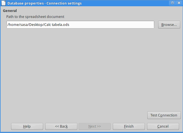 Database properties - Connection Settings